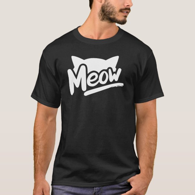 Kitty Cat Meow with Cute Kitten Ears T-Shirt (Front)