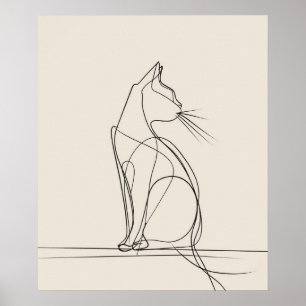 Kitty Cat minimalist line art Poster