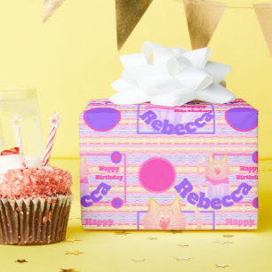 Kitty Cat Name Typography Wrapping Paper