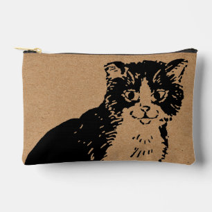 Kitty Cat on Brown Paper Fine Art Accessory Pouch