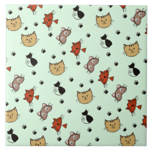 Kitty Cat Pattern Ceramic Tile
