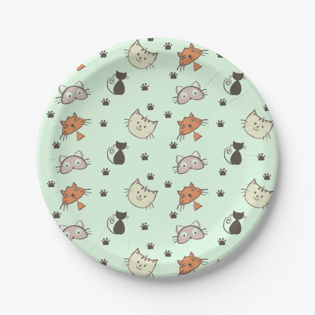 Kitty Cat Pattern Paper Plate (Front)