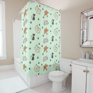 Kitty Cat Pattern Shower Curtain