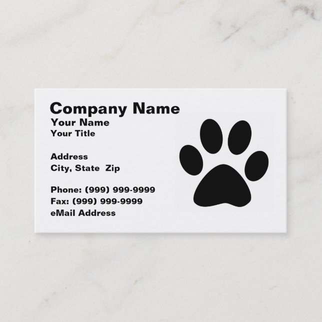 Kitty Cat Paw Print Business Card (Front)