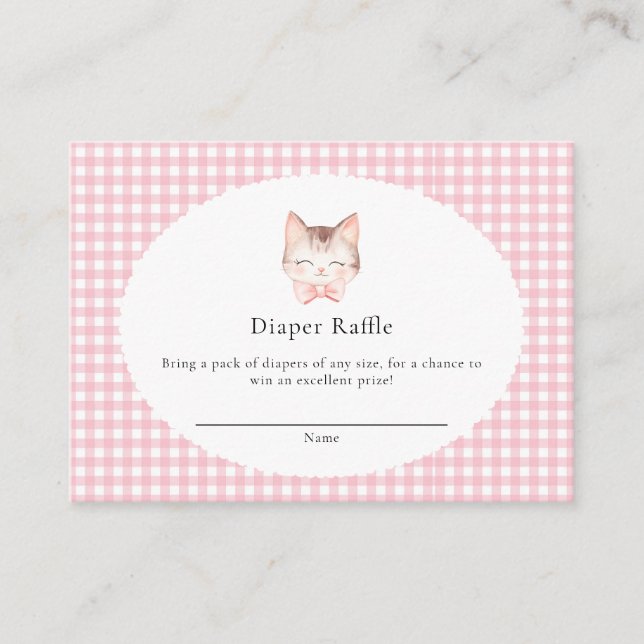 Kitty Cat Pink Purr-fect Baby Girl Baby Shower  Enclosure Card (Front)