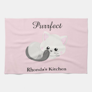Kitty Cat Pink Tea Towel