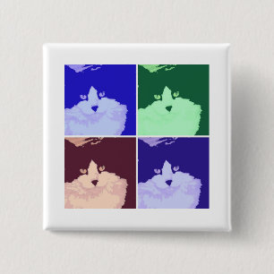 Kitty Cat Pop Art 15 Cm Square Badge