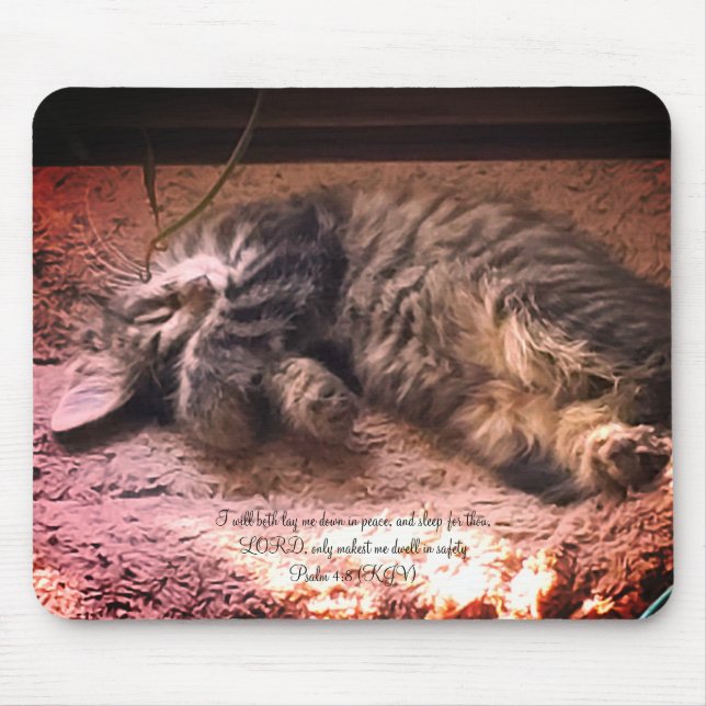 Kitty Cat Psalm 4:8 Mousepad (Front)