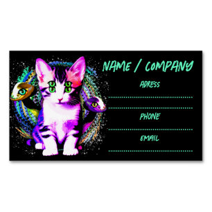 Kitty Cat Psychic Aesthetics Character Magnetic Business Card