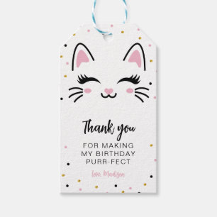 Kitty Cat Purrfect Birthday Thank You Favor Gift Tags