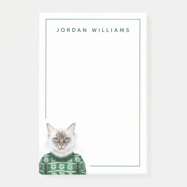 Kitty Cat Sweater | Add Your Name Post-it Notes (Front)