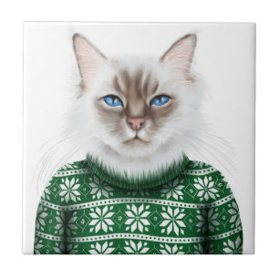 Kitty Cat Sweater Ceramic Tile