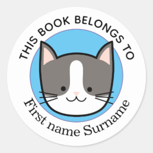 Kitty Cat This Book Belongs To Personalised Classic Round Sticker