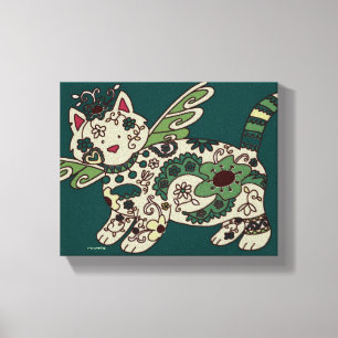 Kitty Cat Ukrainian Folk Art Canvas Print