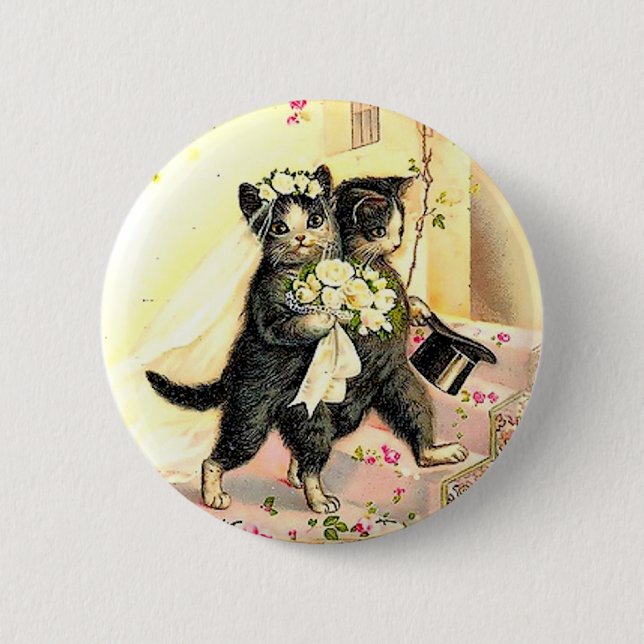 Kitty Cat Wedding 6 Cm Round Badge (Front)