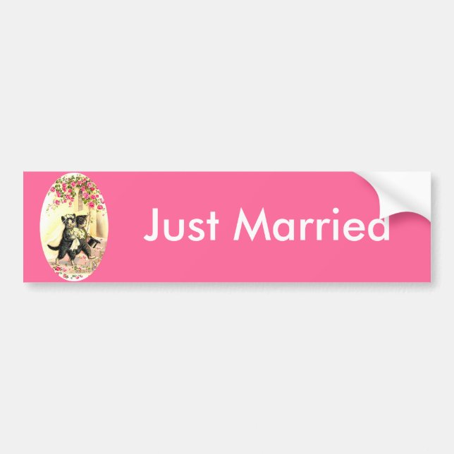 Kitty Cat Wedding Bumper Sticker (Front)