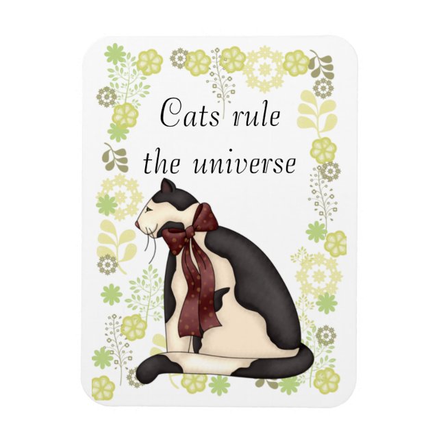 Kitty Cat with Flowers Picture Magnet (Vertical)