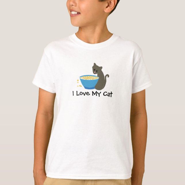Kitty Cat with Food Dish T-Shirt (Front)