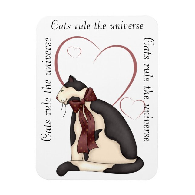 Kitty Cat with Hearts Picture Magnet (Vertical)