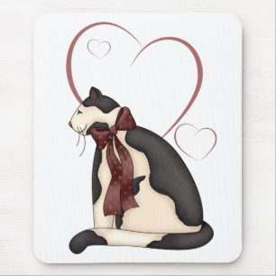 Kitty Cat with Hearts Picture Mouse Pad