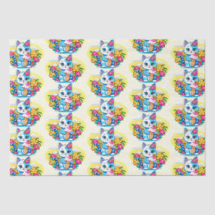 Kitty Cat with ice cream Summer Kawaii Character  Tissue Paper