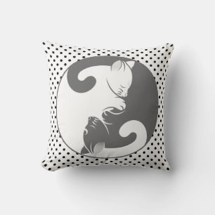 Kitty Cat Yin Yang Grey Cushion