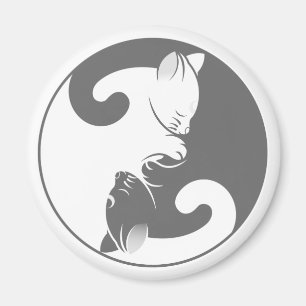 Kitty Cat Yin Yang Grey Magnet