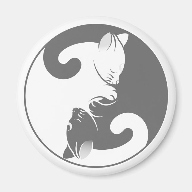 Kitty Cat Yin Yang | Grey Magnet (Front)