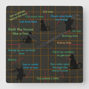 Kitty Cats Activities Cat Cute Funny Gifts Square Wall Clock
