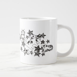 Kitty Cats and Stars in Space Large Coffee Mug