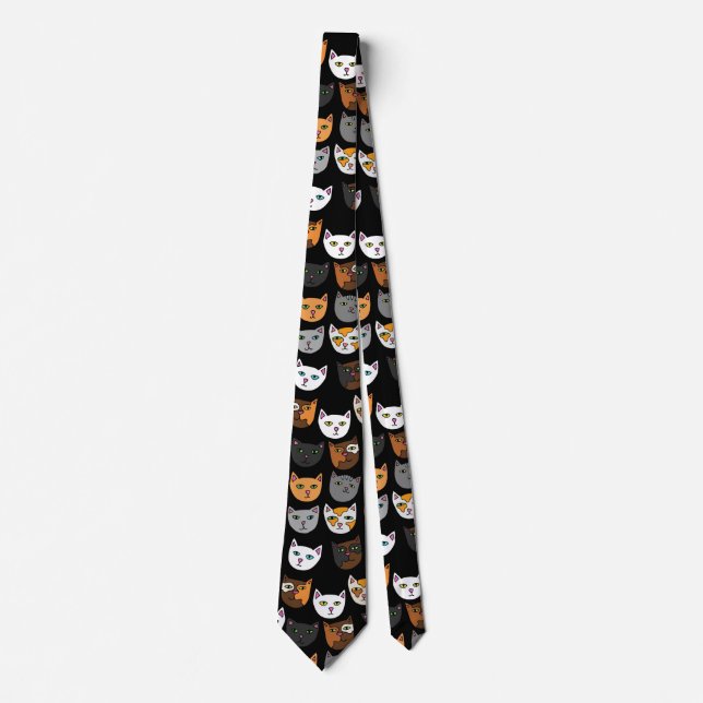 Kitty Cats everywhere pattern Tie (Front)