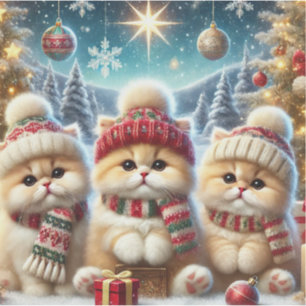 Kitty cats in festive Christmas decor and Snow
