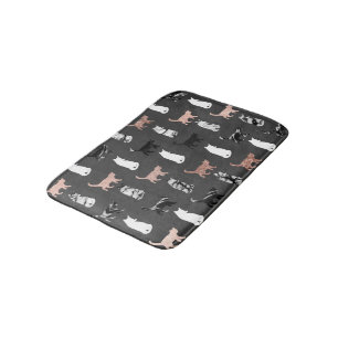 Kitty Cats in Rose Gold and Black and White Marble Bath Mat