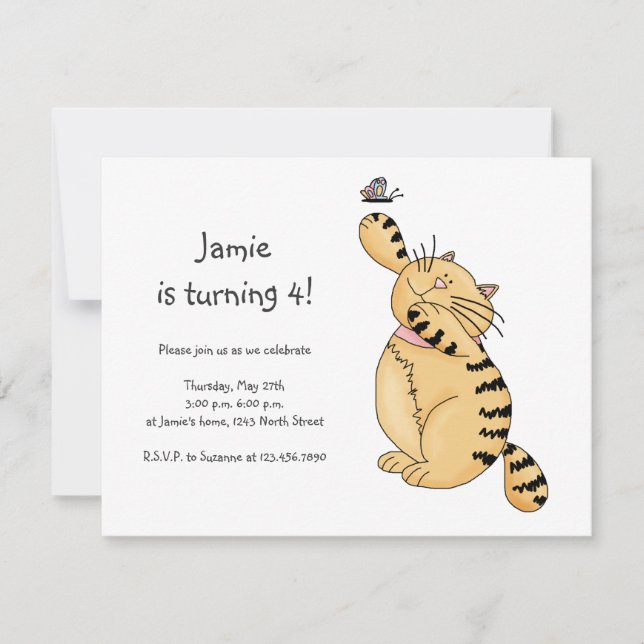 Kitty Cats · Kitty & Butterfly Invitation (Front)