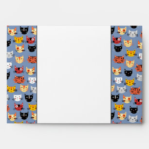 Kitty Cats Pattern Blue Envelope