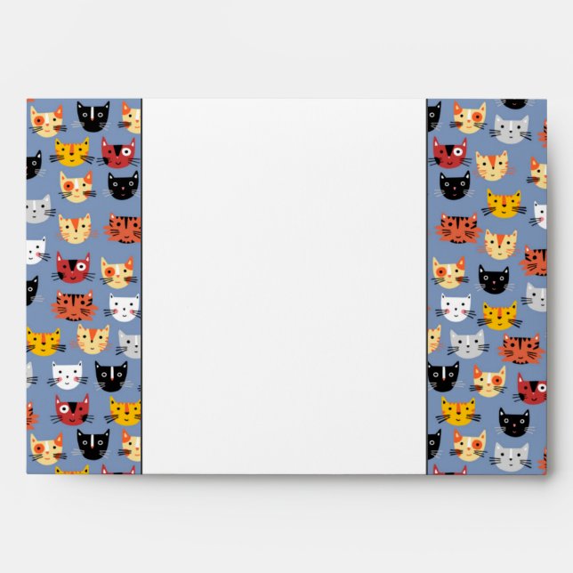Kitty Cats Pattern Blue Envelope (Front)