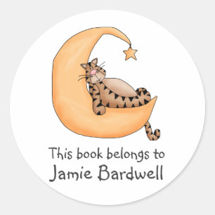 Kitty Cats · Tabby Cat in the Moon Classic Round Sticker