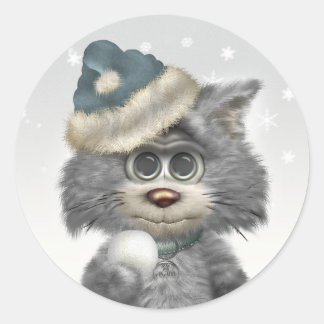 Kitty Cats Winter Wonderland Classic Round Sticker