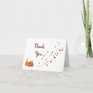 Kitty chasing leaves thank you card