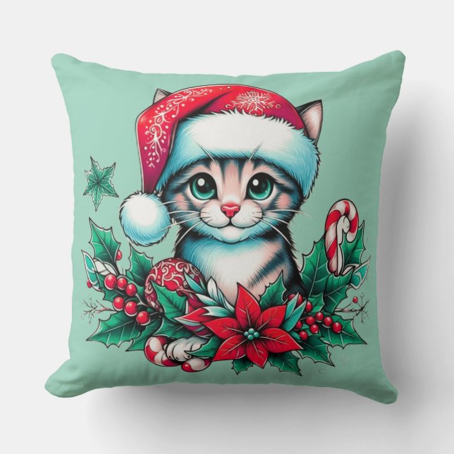 Kitty Christmas Cushion (Front)