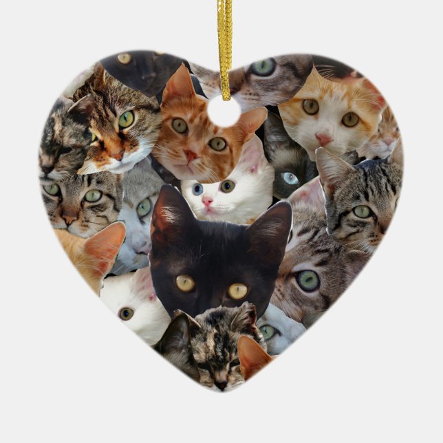 Kitty Collage Ceramic Ornament (Front)