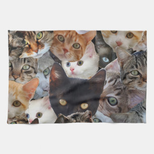 Kitty Collage Tea Towel