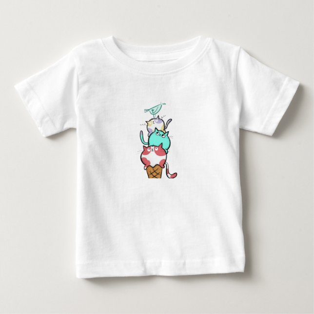 Kitty Cone Cute Cat Ice Cream Kawaii Baby T-Shirt (Front)