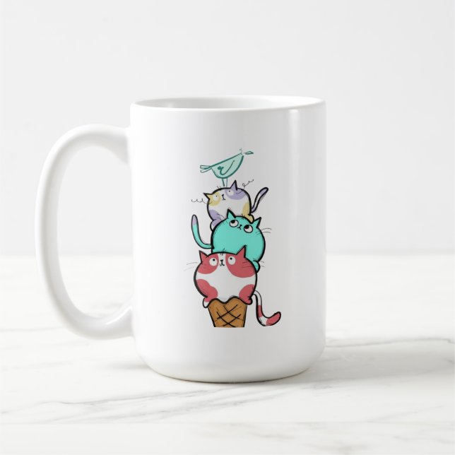Kitty Cone Cute Cat Ice Cream Kawaii Coffee Mug (Left)