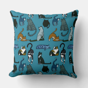 Kitty Corner Cat Pattern Throw Pillow