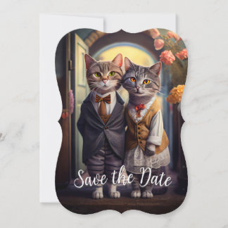 Kitty Couple - Save The Date Invitation