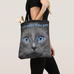 Kitty Cuddle Time -- Grey Cat Tote Bag