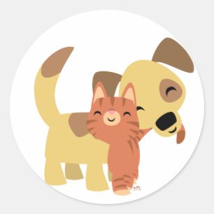 Kitty & Doggy cartoon sticker