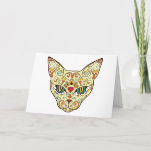 Kitty Face Sugar Skull Day of the Dead Cat Card