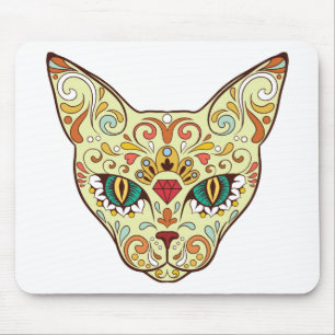 Kitty Face Sugar Skull   Day of the Dead Cat Mouse Pad